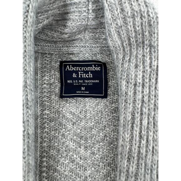 Abercrombie Fitch Gray Cableknit Open Cardigan Sweater Coatigan Cabincore Cozy - Picture 6 of 11